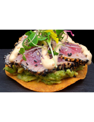 Tortitas de atún con guacamole,...